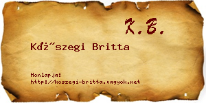 Kőszegi Britta névjegykártya